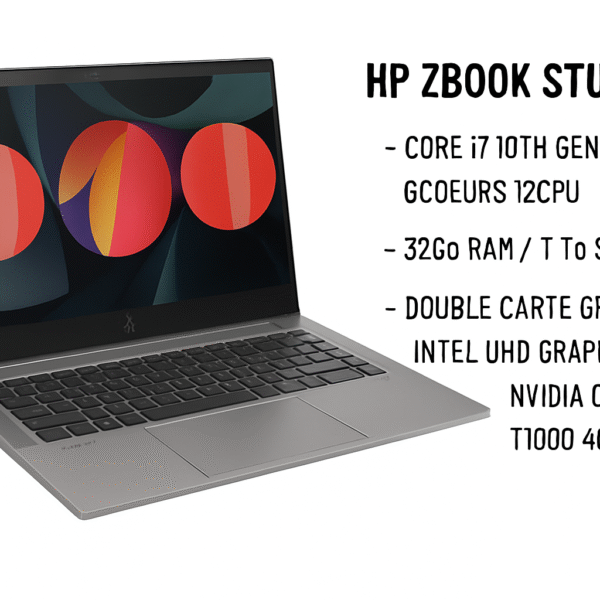 HP ZBook Studio G7 – i7 10e Gen, 32Go RAM, 1To SSD, NVIDIA Quadro T1000