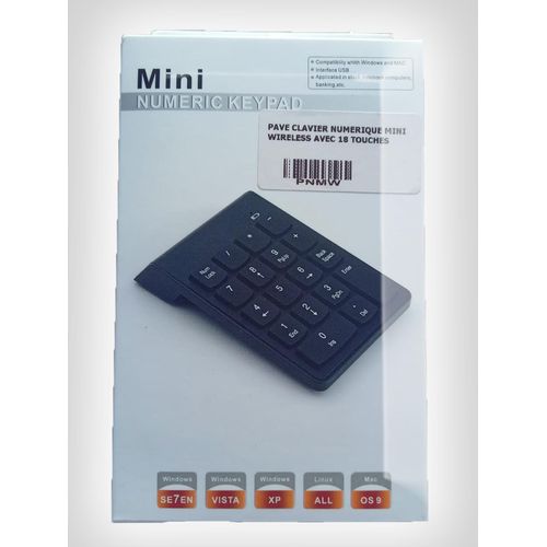 Pavé numérique mini sans fil Bluetooth – 18 touches compact